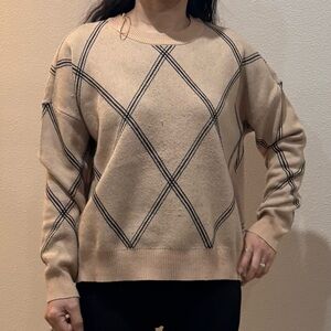 Women's Beige Argyle Sweater